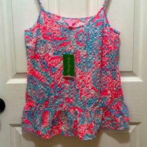 NWT LILLY PULITZER CORAL TOP Pink Sun Ray Summer Siren